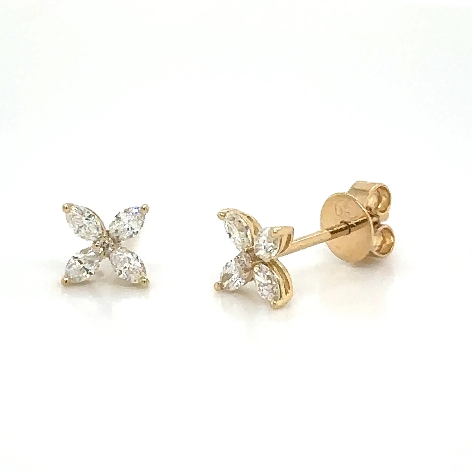 0.33ct tw Diamond Flower Shape Marquise Stud Earrings