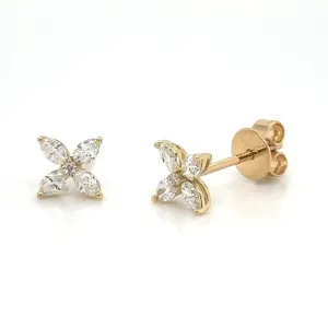 0.33ct tw Diamond Flower Shape Marquise Stud Earrings