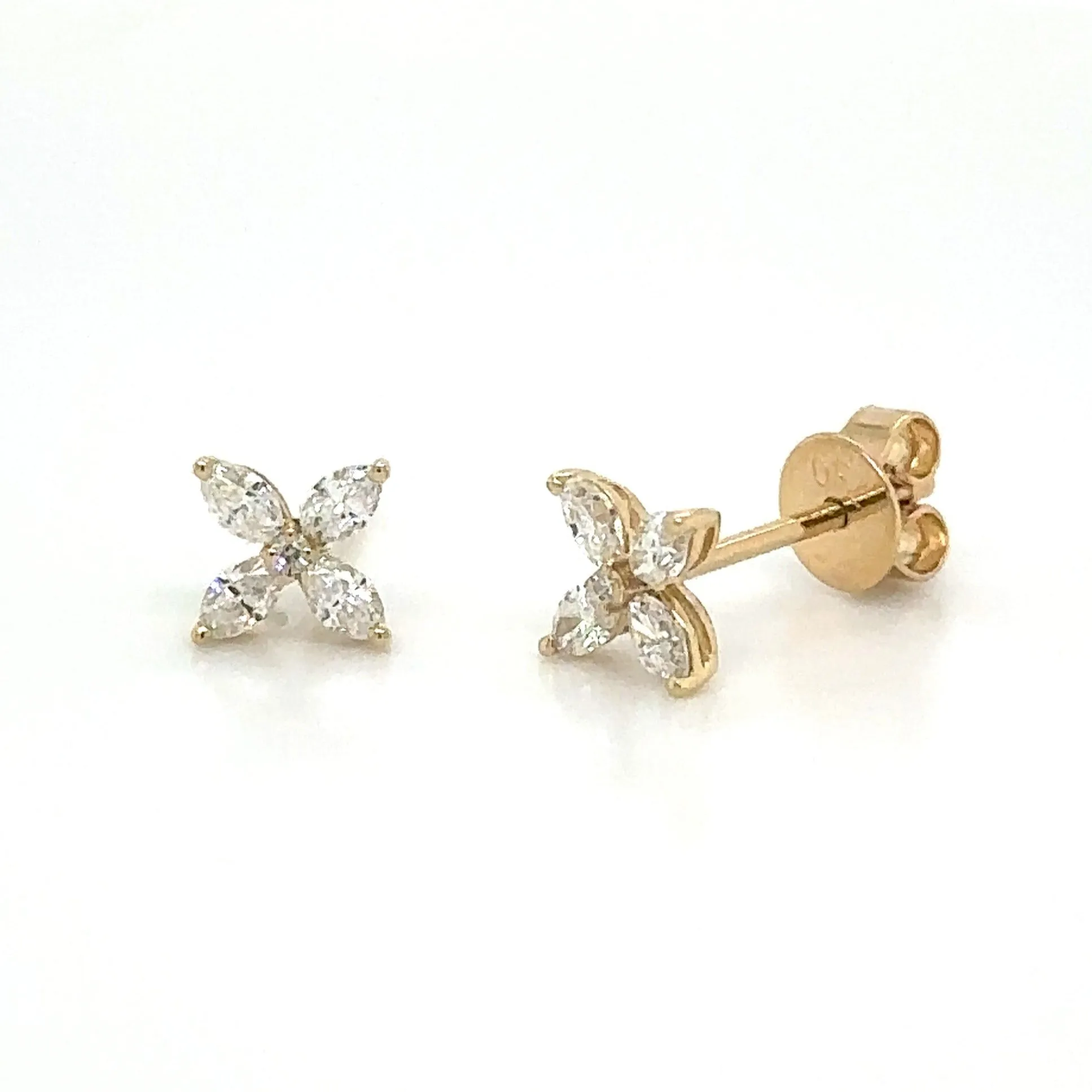 0.33ct tw Diamond Flower Shape Marquise Stud Earrings