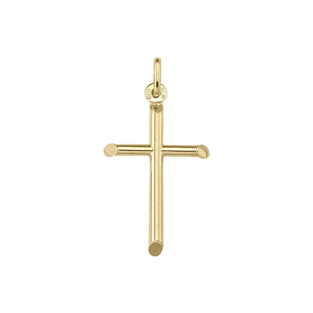 10, 14 Karat Yellow Gold Medium Religious Classic Italian Cross