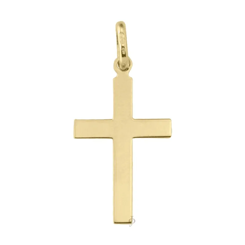 10, 14 Karat Yellow Gold Religious Italian Classic Flat Cross