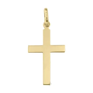 10, 14 Karat Yellow Gold Religious Italian Classic Flat Cross