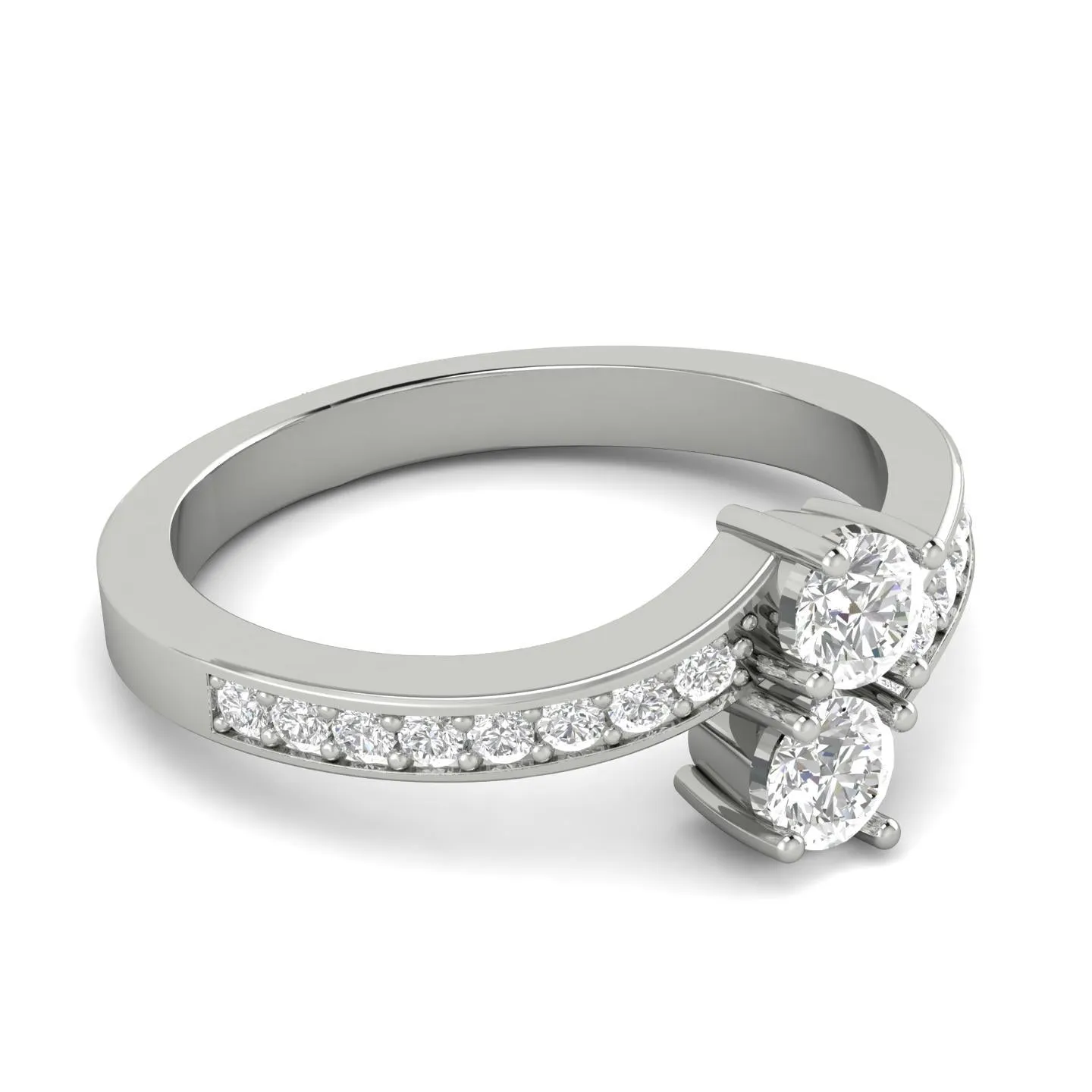 1.00ctw Diamond Two Stone Ring in 10k White Gold (J-K, I2-I3)