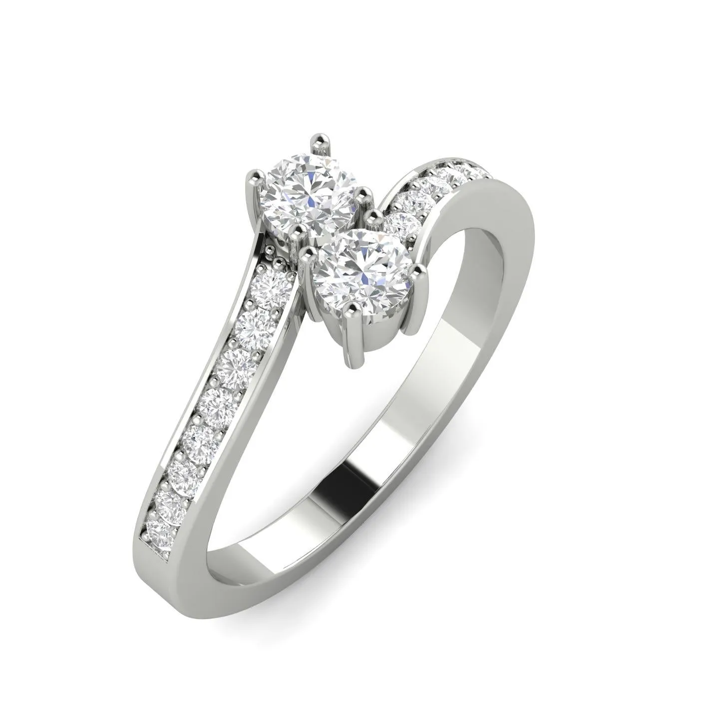 1.00ctw Diamond Two Stone Ring in 10k White Gold (J-K, I2-I3)