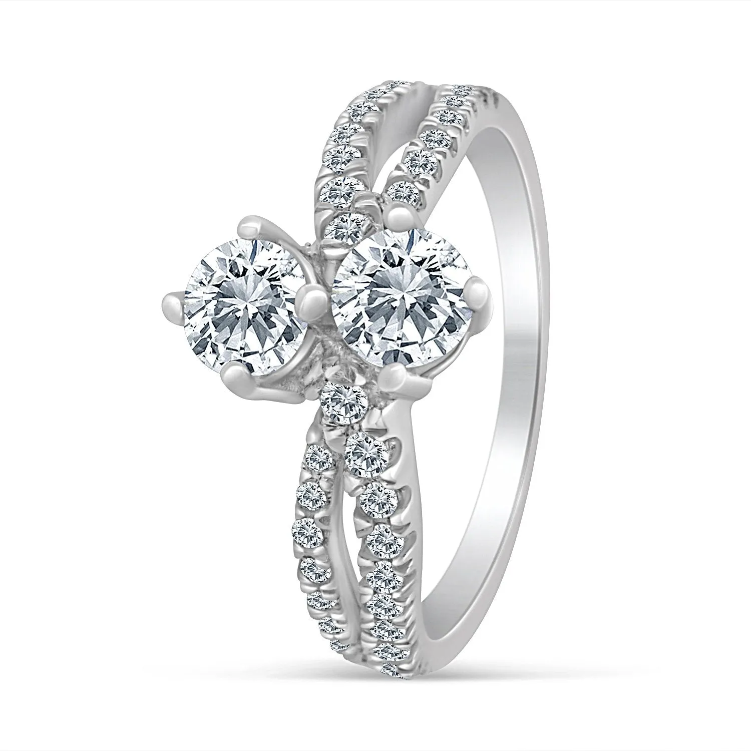 1.00ctw Diamond Two Stone Ring in 10k White Gold (J-K, I2-I3)