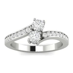 1.00ctw Diamond Two Stone Ring in 10k White Gold (J-K, I2-I3)