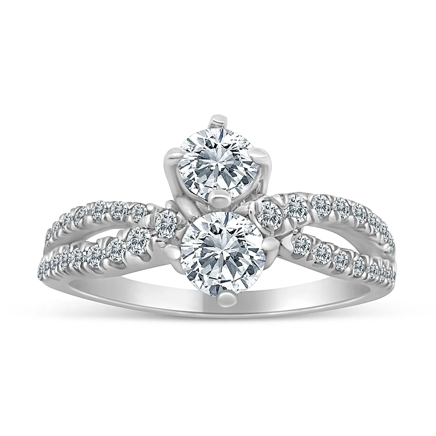 1.00ctw Diamond Two Stone Ring in 10k White Gold (J-K, I2-I3)