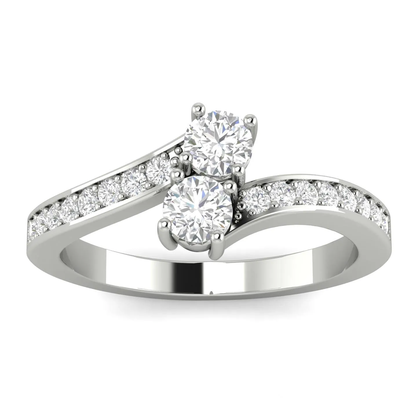 1.00ctw Diamond Two Stone Ring in 10k White Gold (J-K, I2-I3)