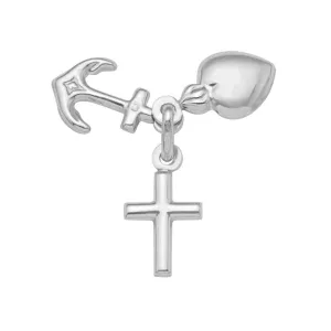 (10K, 18K) White Gold Love, Hope and Faith Charm Pendant