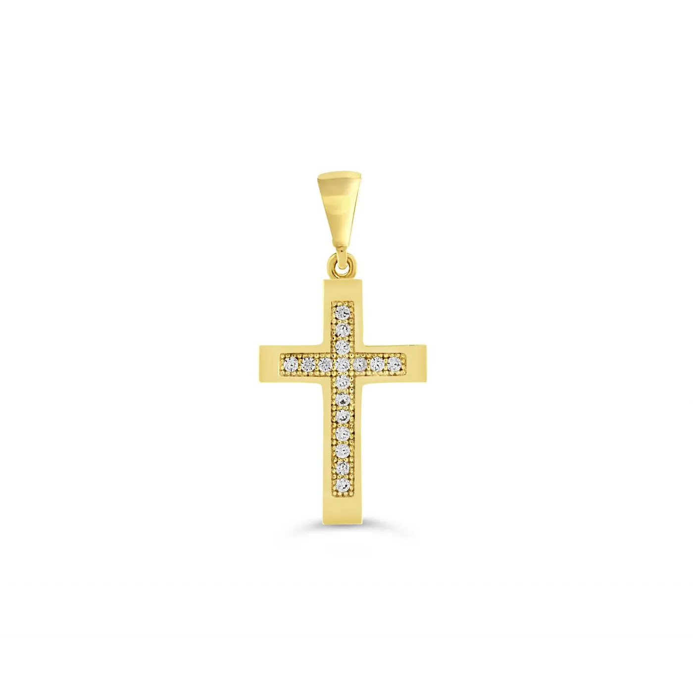 10K Yellow Gold CZ Cross Pendant