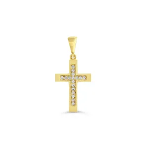 10K Yellow Gold CZ Cross Pendant