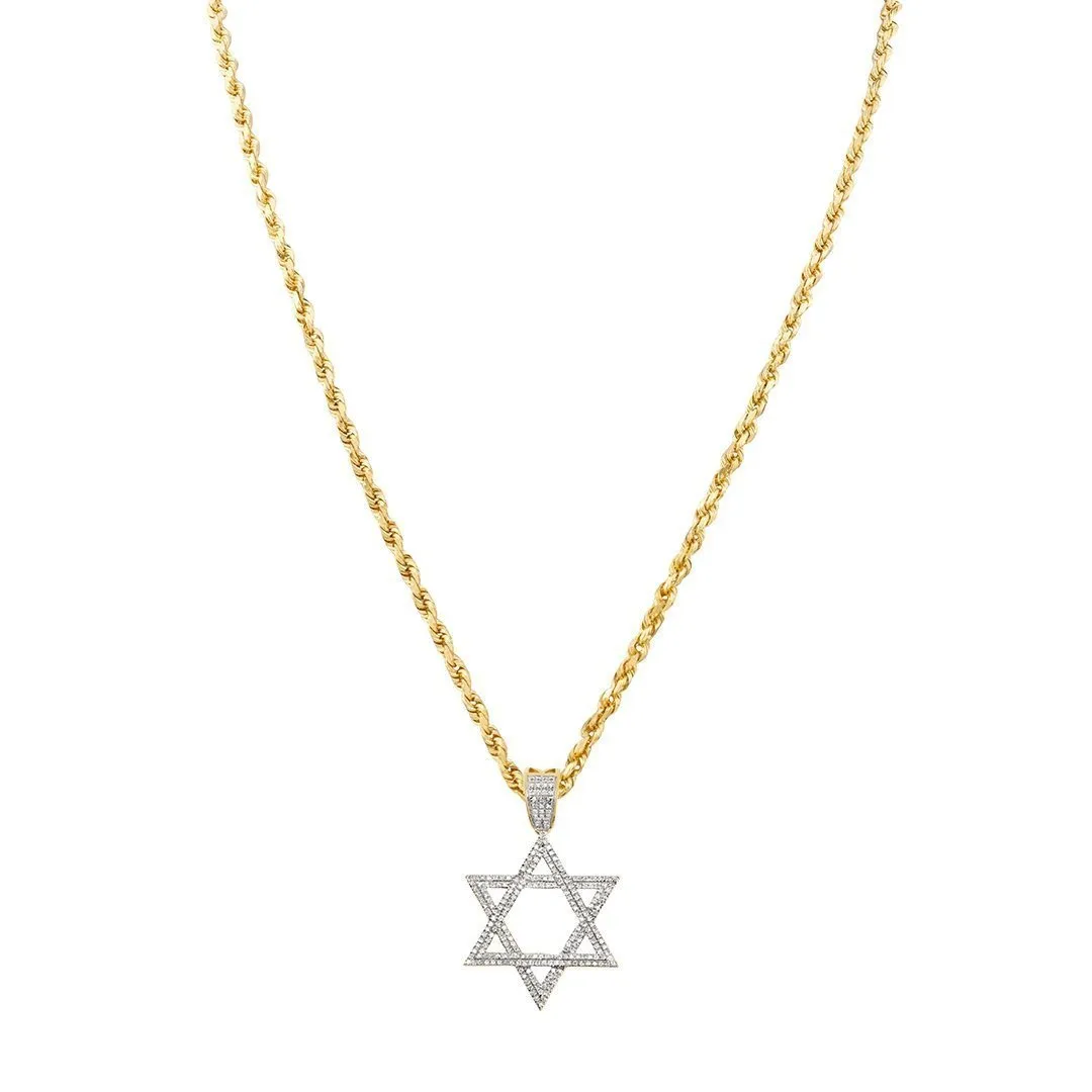 10k Yellow Gold Diamond Star of David Pendant 0.48 Ctw