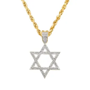 10k Yellow Gold Diamond Star of David Pendant 0.48 Ctw