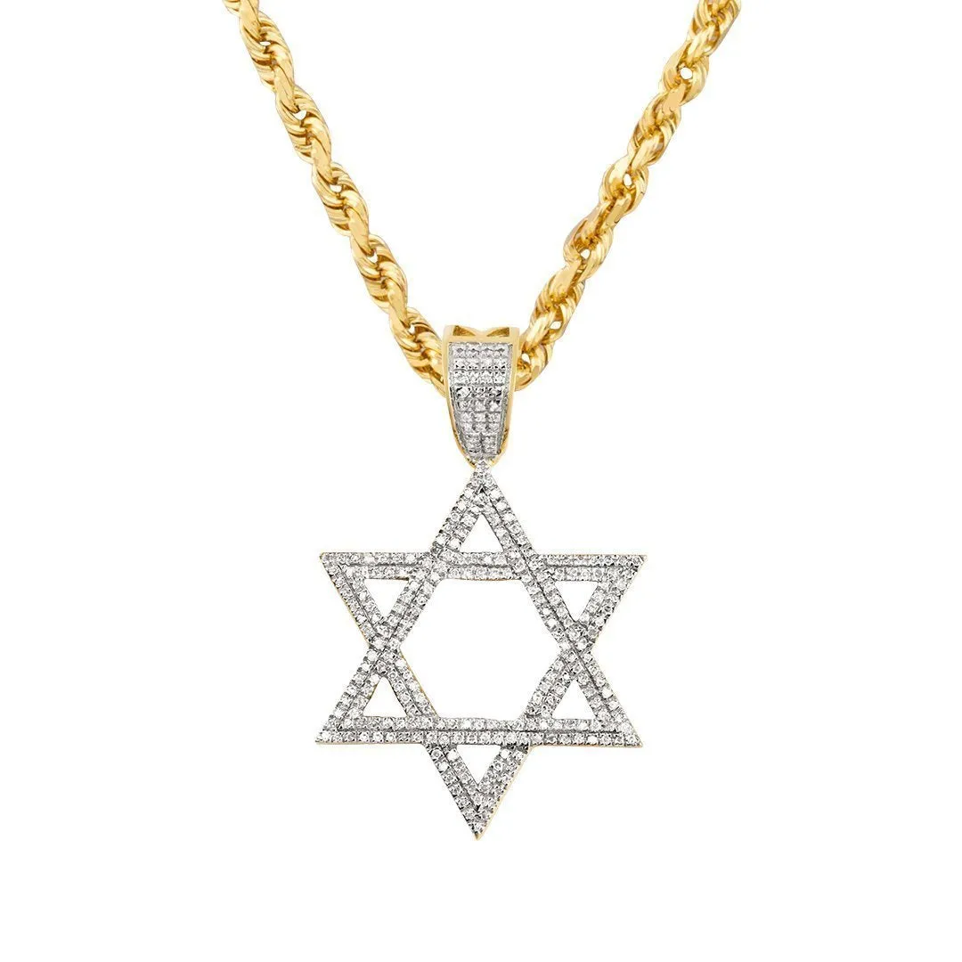 10k Yellow Gold Diamond Star of David Pendant 0.48 Ctw