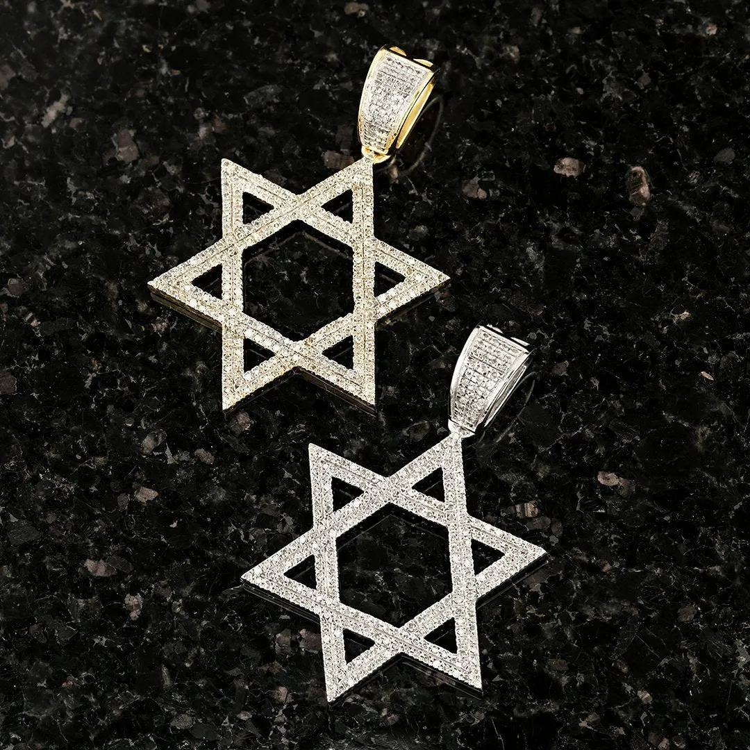 10k Yellow Gold Diamond Star of David Pendant 0.48 Ctw