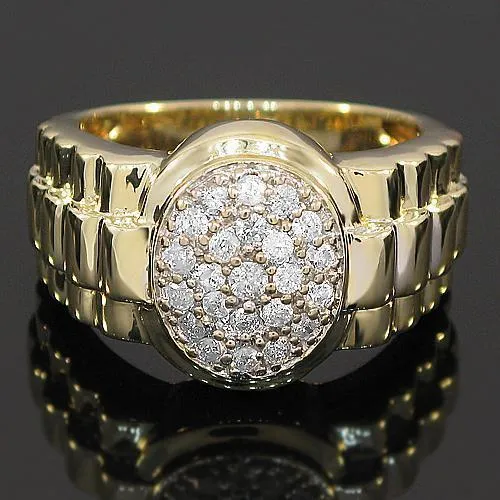 10K Yellow Gold Men's Diamond Ring 0.70 Cwt.
