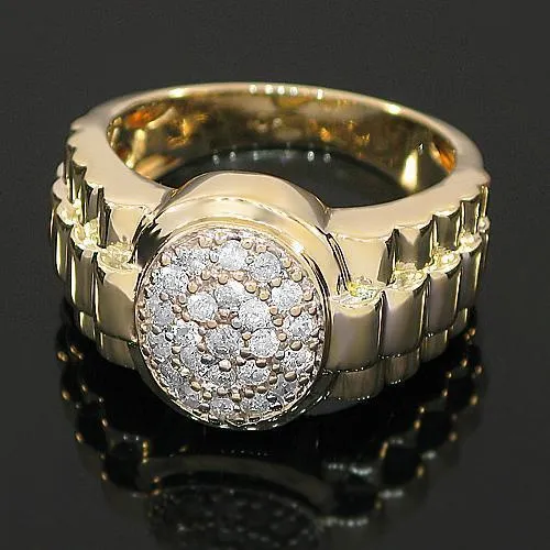 10K Yellow Gold Men's Diamond Ring 0.70 Cwt.
