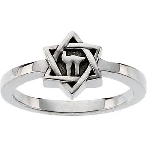 10k Yellow Gold Star of David Ring , Size 6