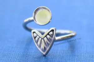 10mm silver Round Bezel Chevron Wrap Bypass Adjustable Ring blank