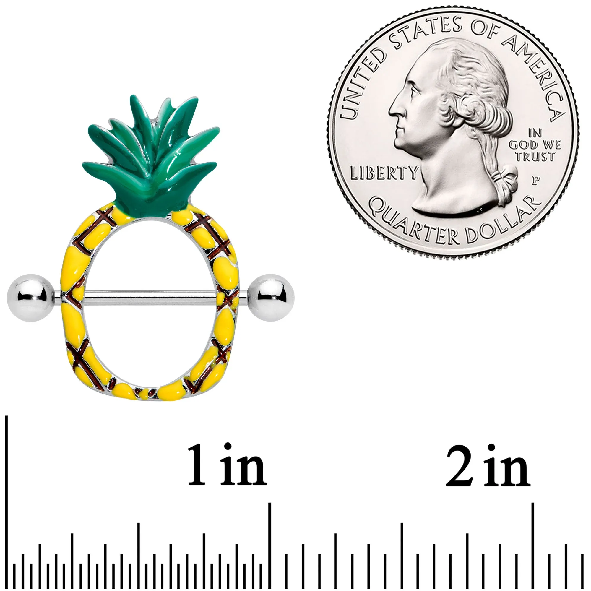 14 Gauge 9/16 Tropical Tasty Pineapple Nipple Shield Set
