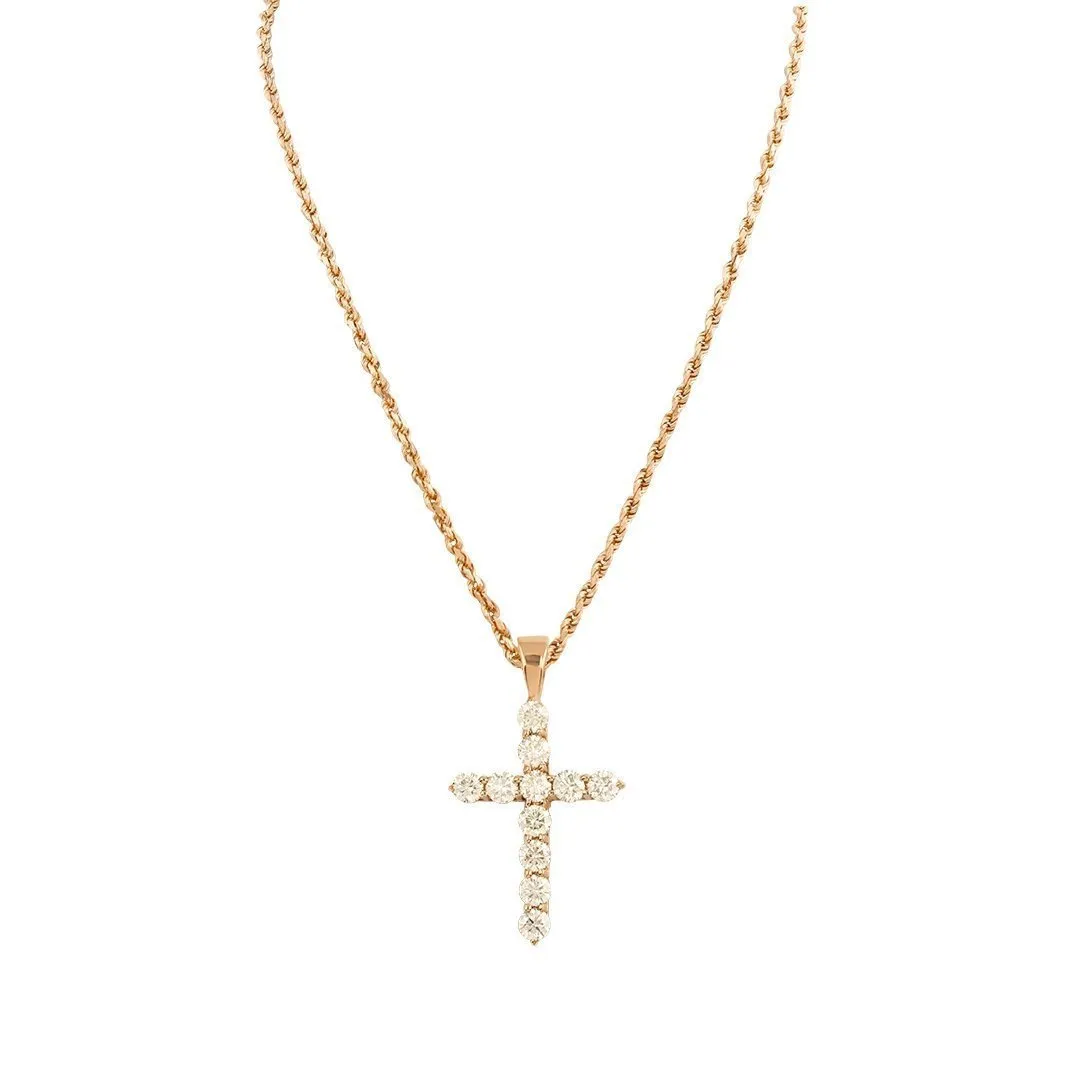 14k Gold Diamond Cross Pendant 1.7 Cwt.