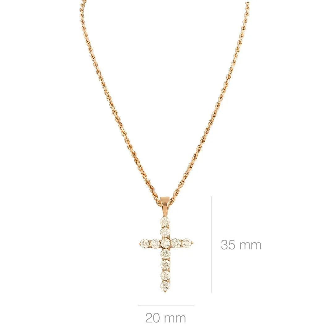 14k Gold Diamond Cross Pendant 1.7 Cwt.