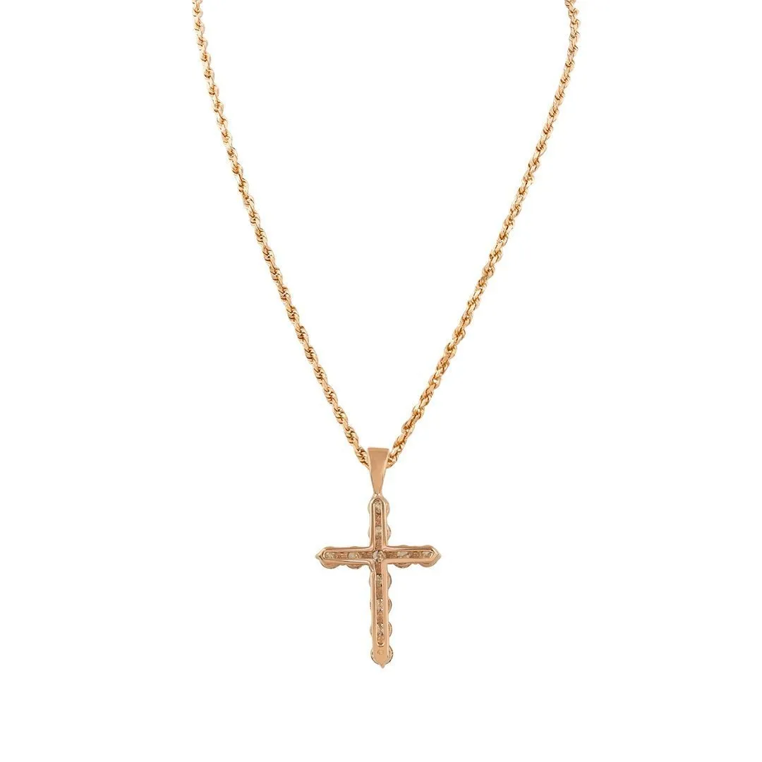 14k Gold Diamond Cross Pendant 1.7 Cwt.