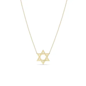 14k Gold Medium Star of David Necklace