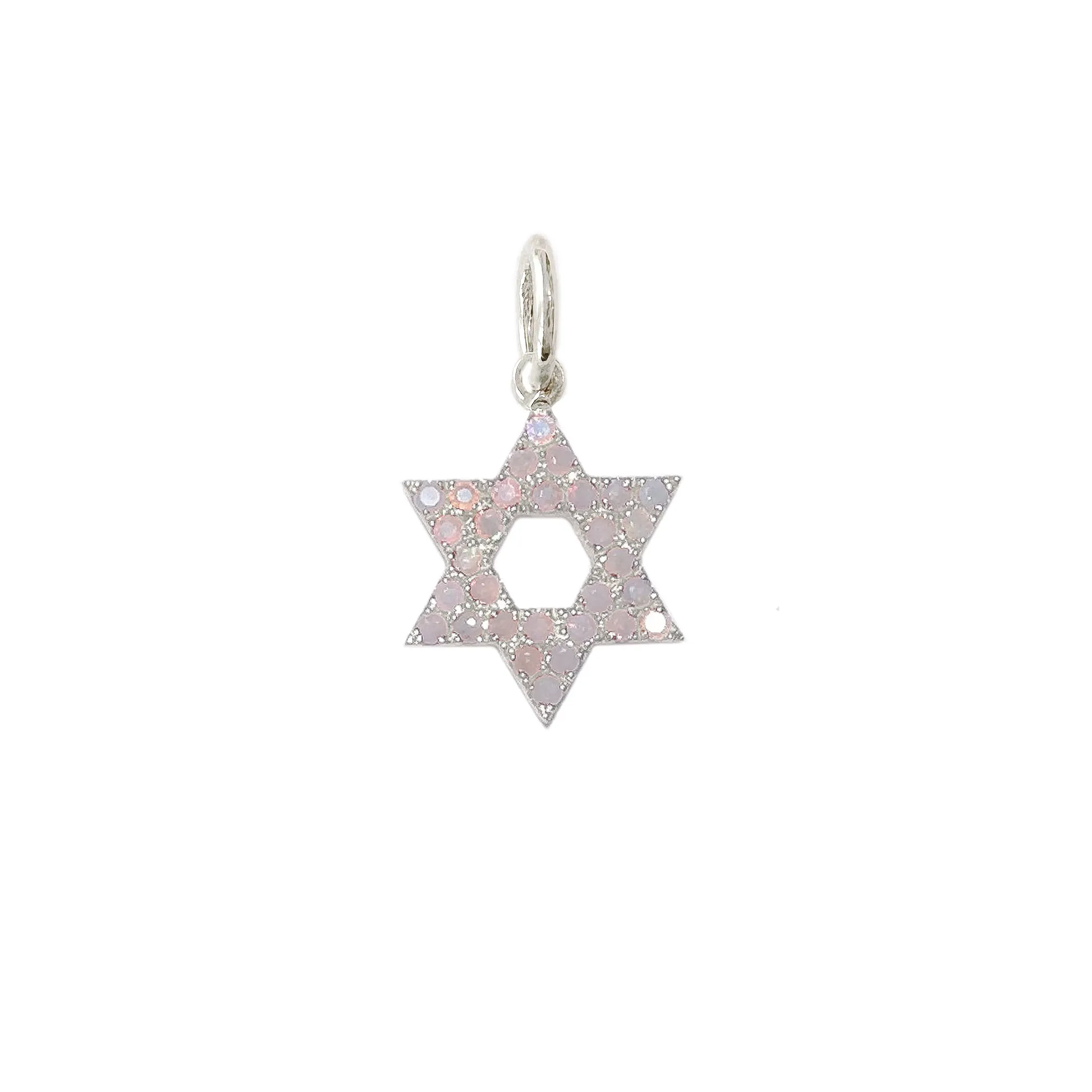 14K Gold Opal Star of David Charm Pendant, XS Size