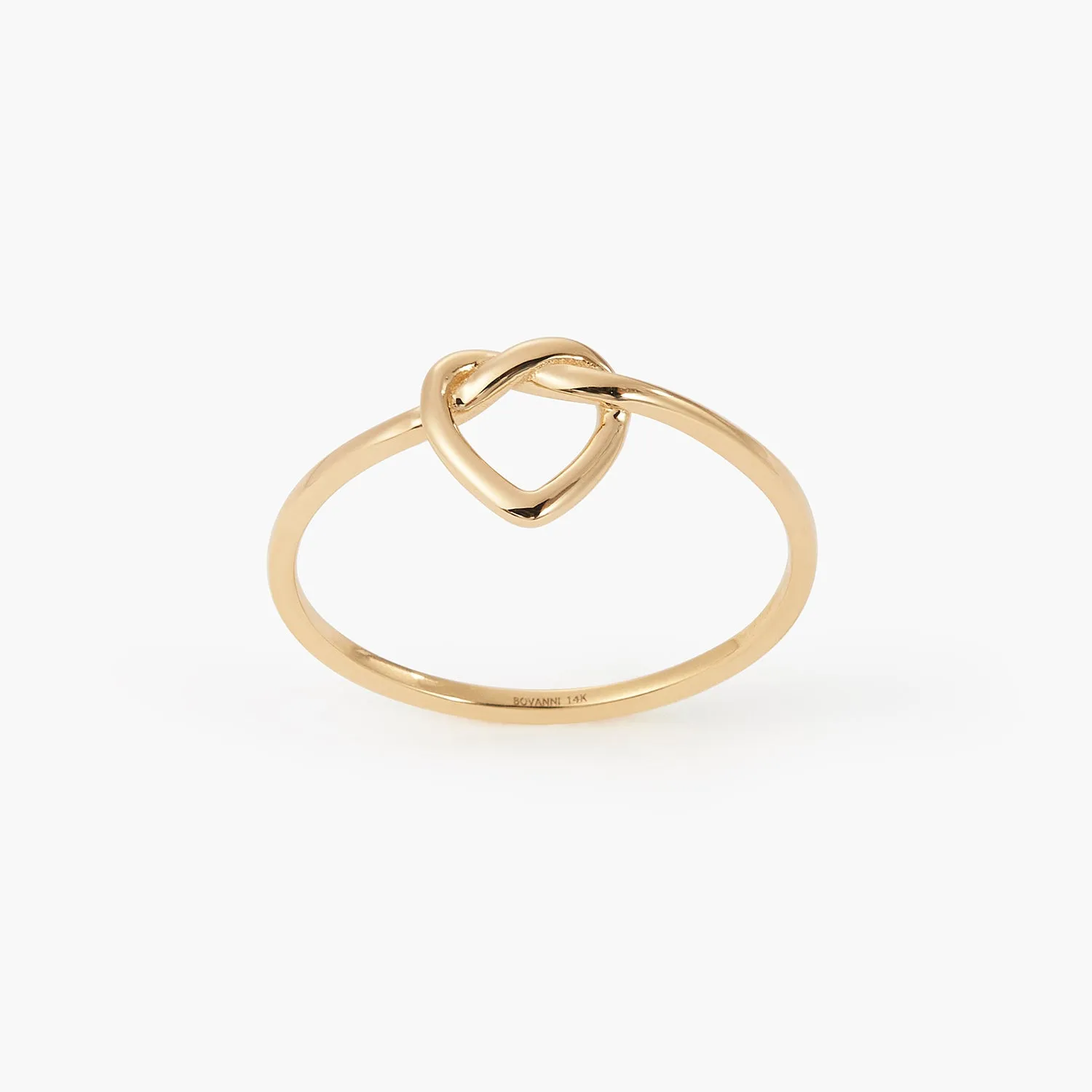 14K Gold Thin Heart Knot Ring Delicate Love Gold Ring