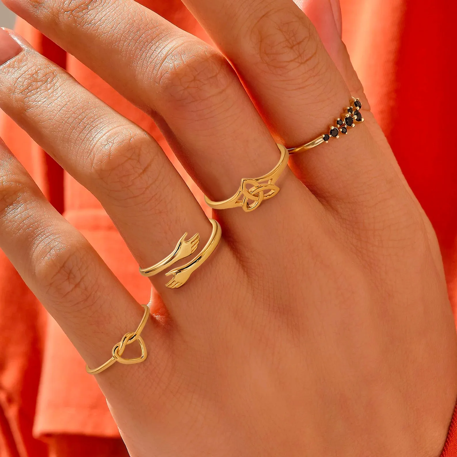14K Gold Thin Heart Knot Ring Delicate Love Gold Ring
