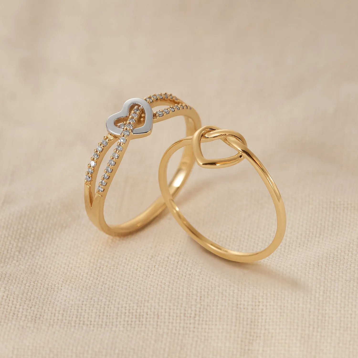 14K Gold Thin Heart Knot Ring Delicate Love Gold Ring