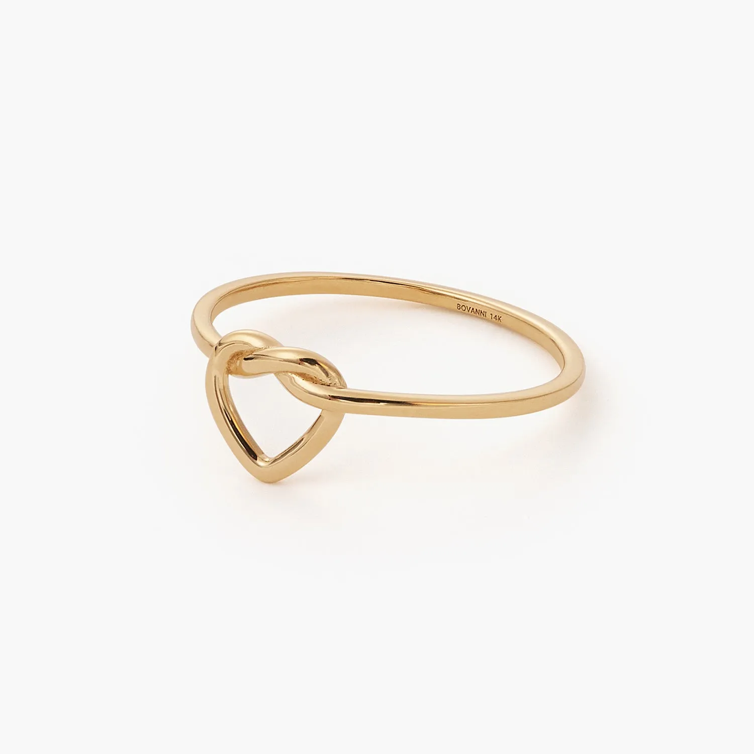 14K Gold Thin Heart Knot Ring Delicate Love Gold Ring