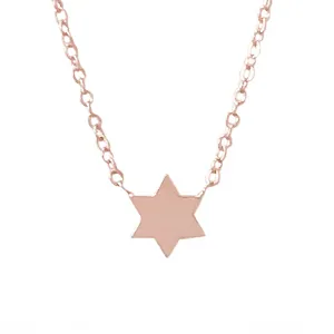 14K Gold Tiny Star of David Charm Pendant Necklace
