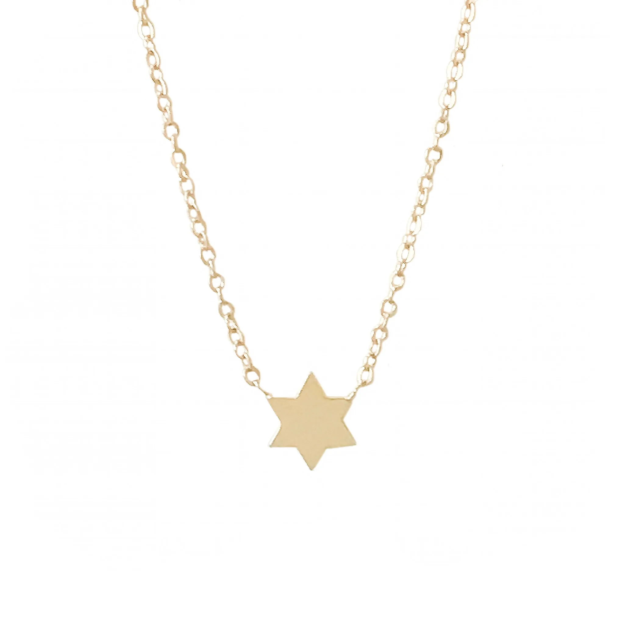 14K Gold Tiny Star of David Charm Pendant Necklace
