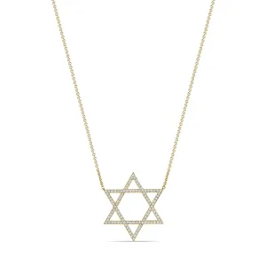 14k Large Pavé Diamond Star of David Necklace