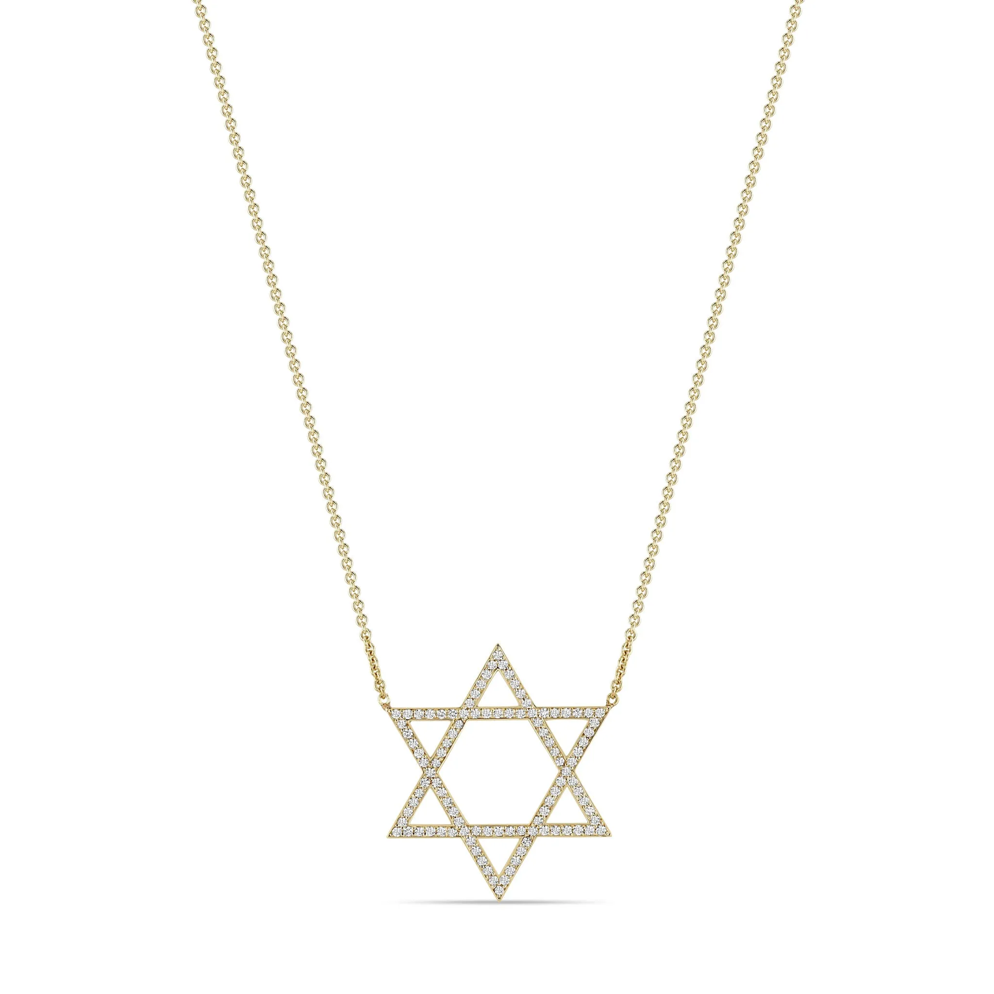 14k Large Pavé Diamond Star of David Necklace
