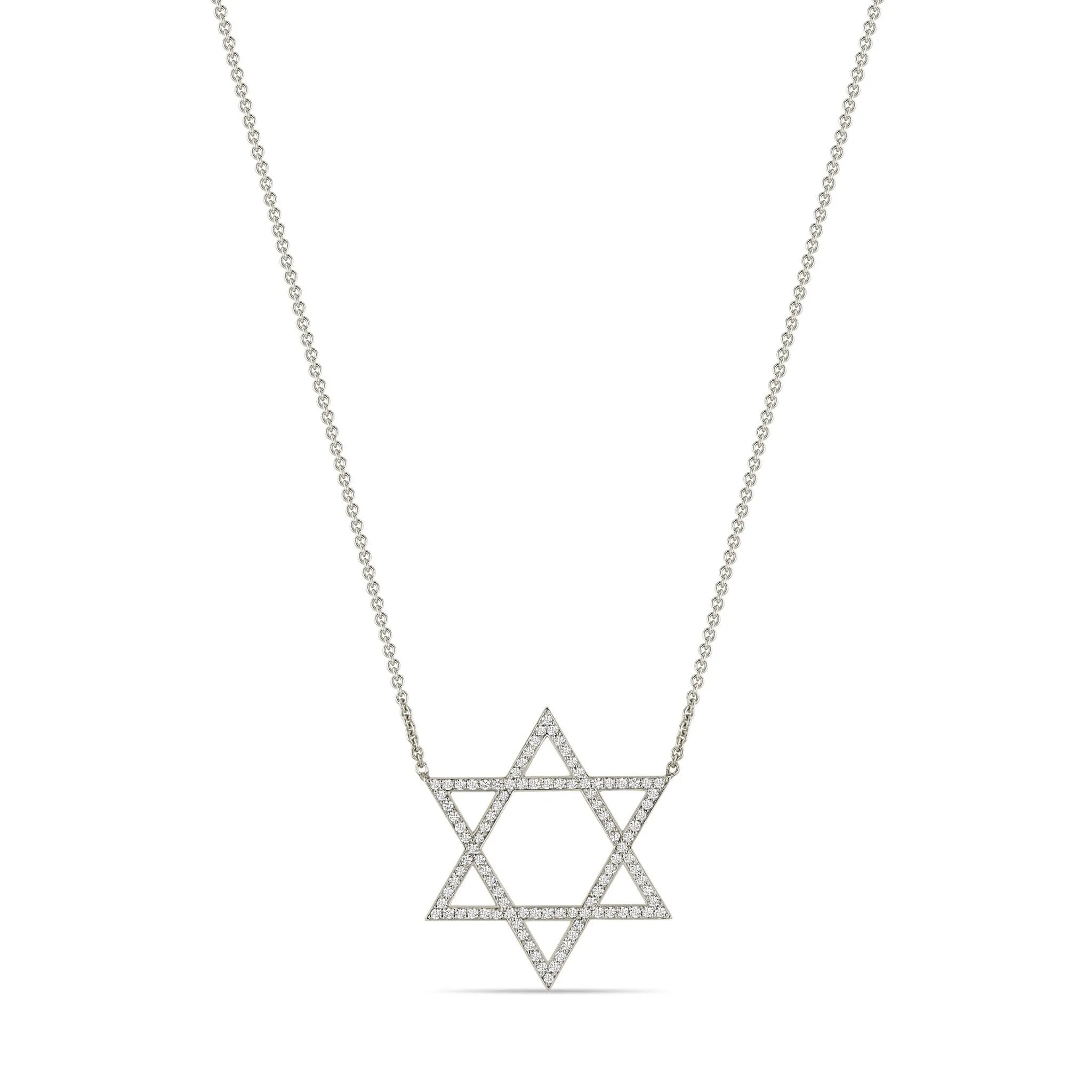 14k Large Pavé Diamond Star of David Necklace