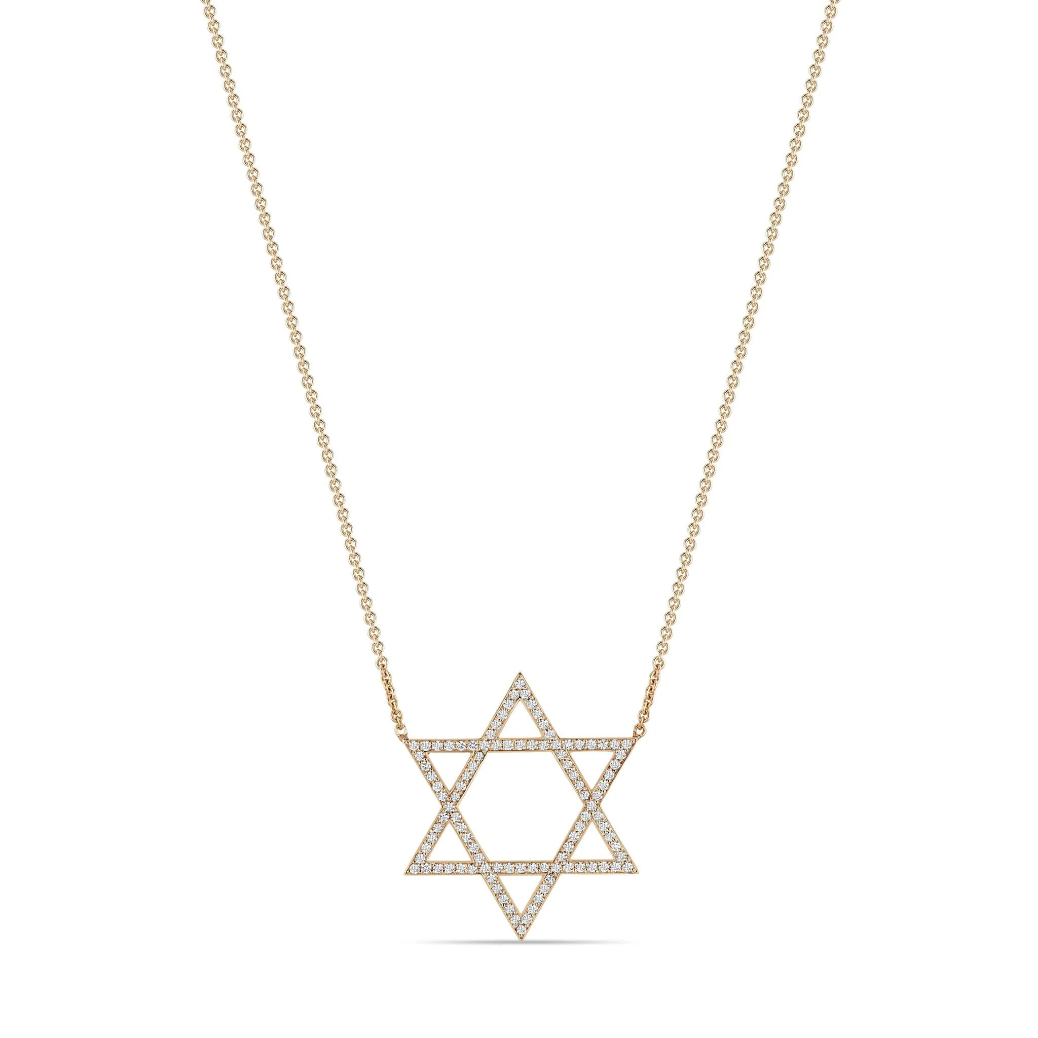 14k Large Pavé Diamond Star of David Necklace