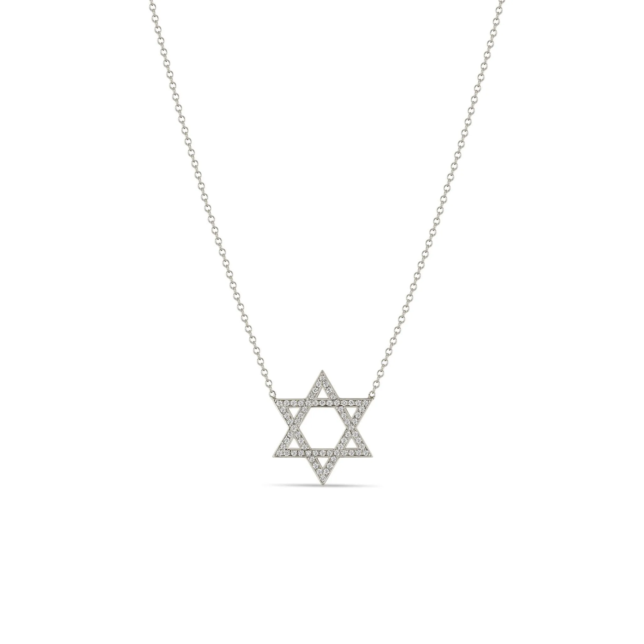 14k Medium Pavé Diamond Star of David Necklace