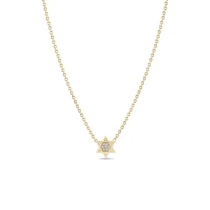 14k Midi Bitty Pavé Diamond Star of David Necklace