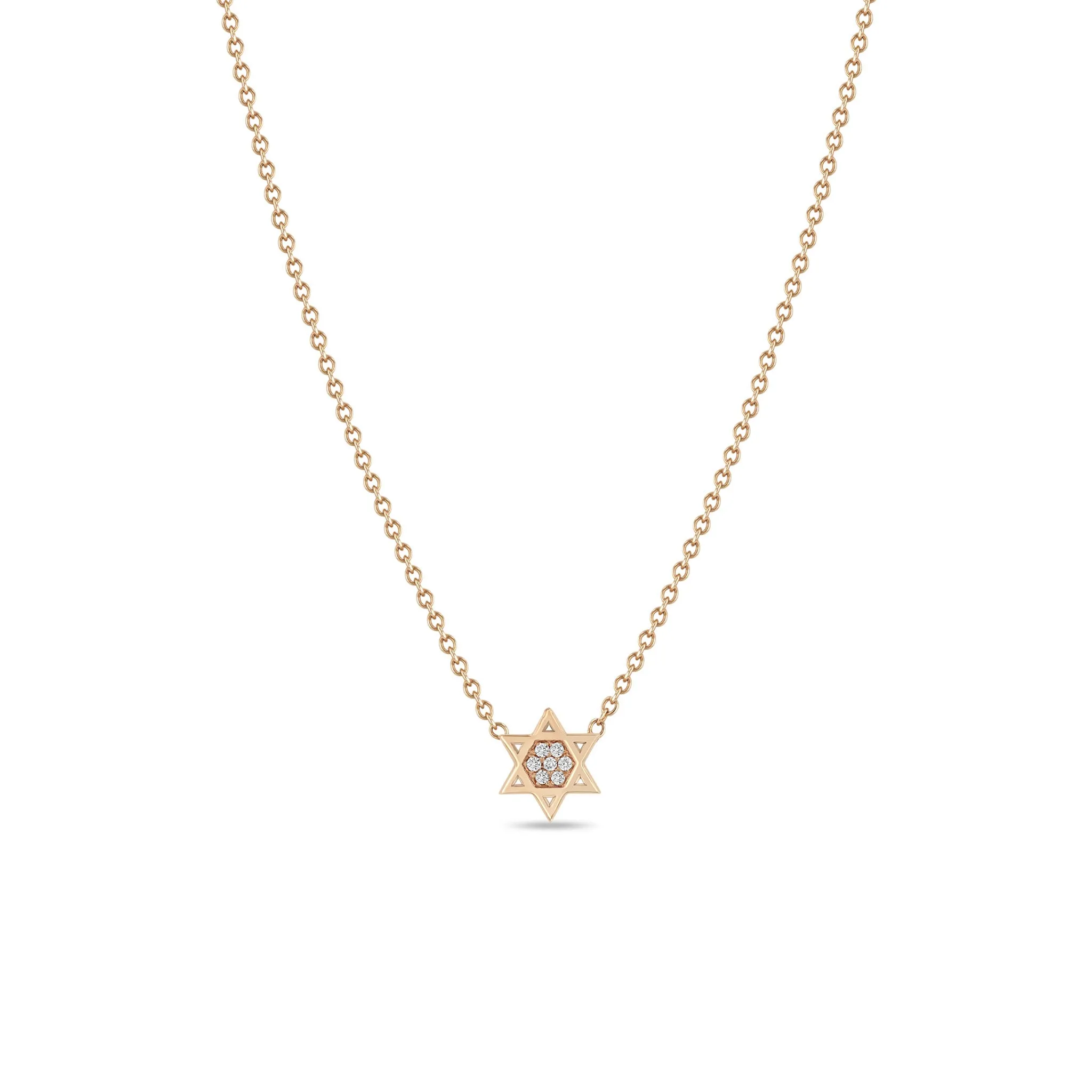 14k Midi Bitty Pavé Diamond Star of David Necklace