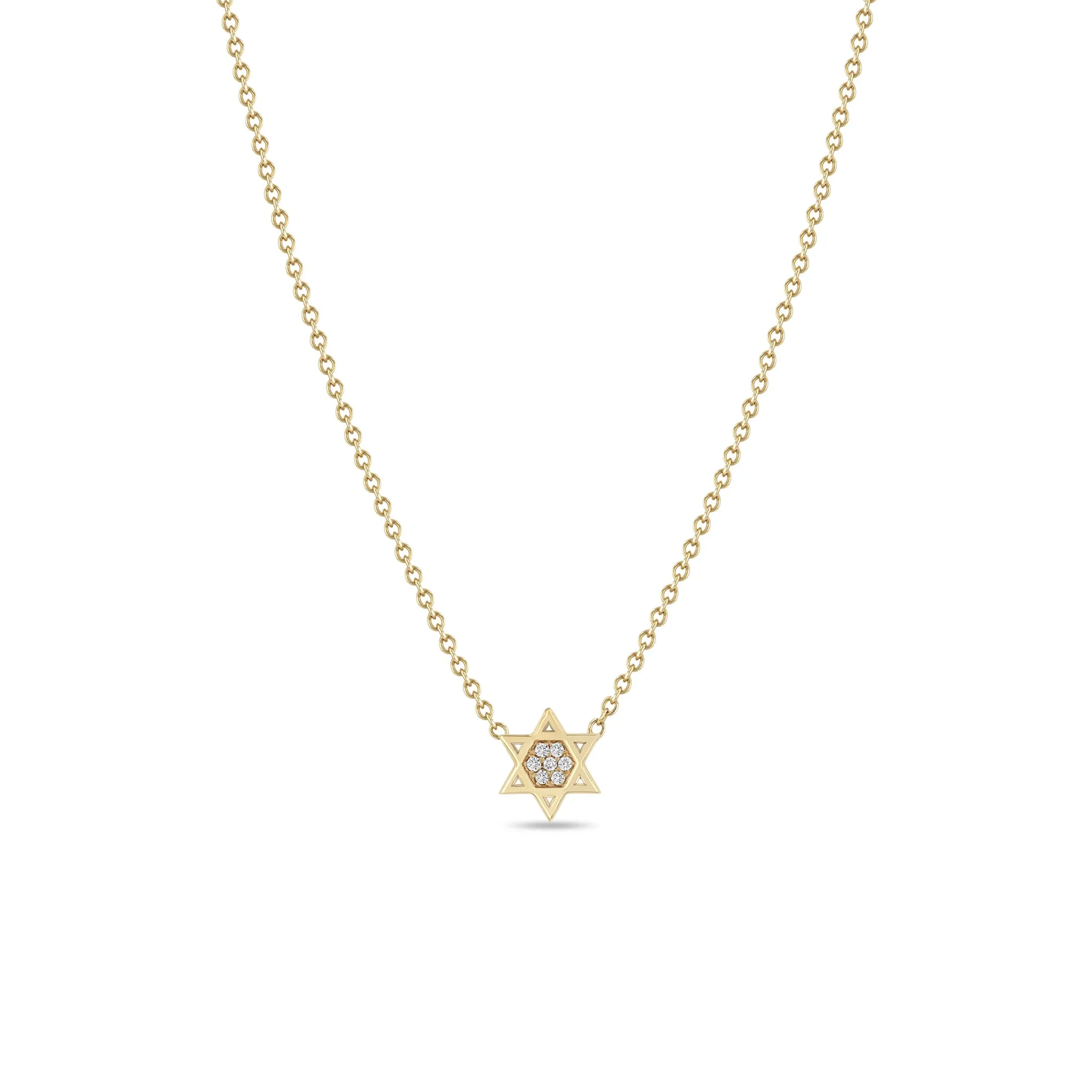 14k Midi Bitty Pavé Diamond Star of David Necklace