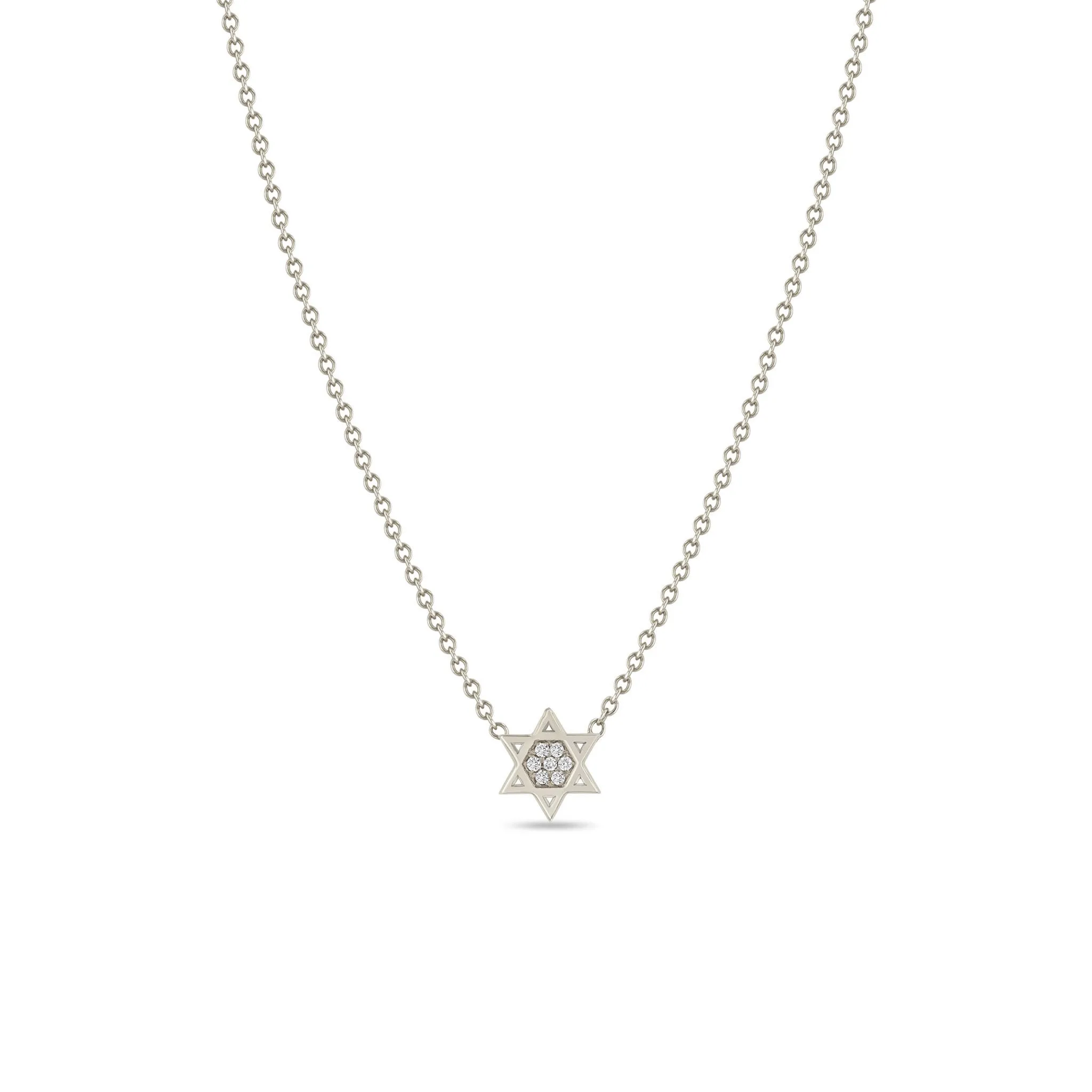 14k Midi Bitty Pavé Diamond Star of David Necklace