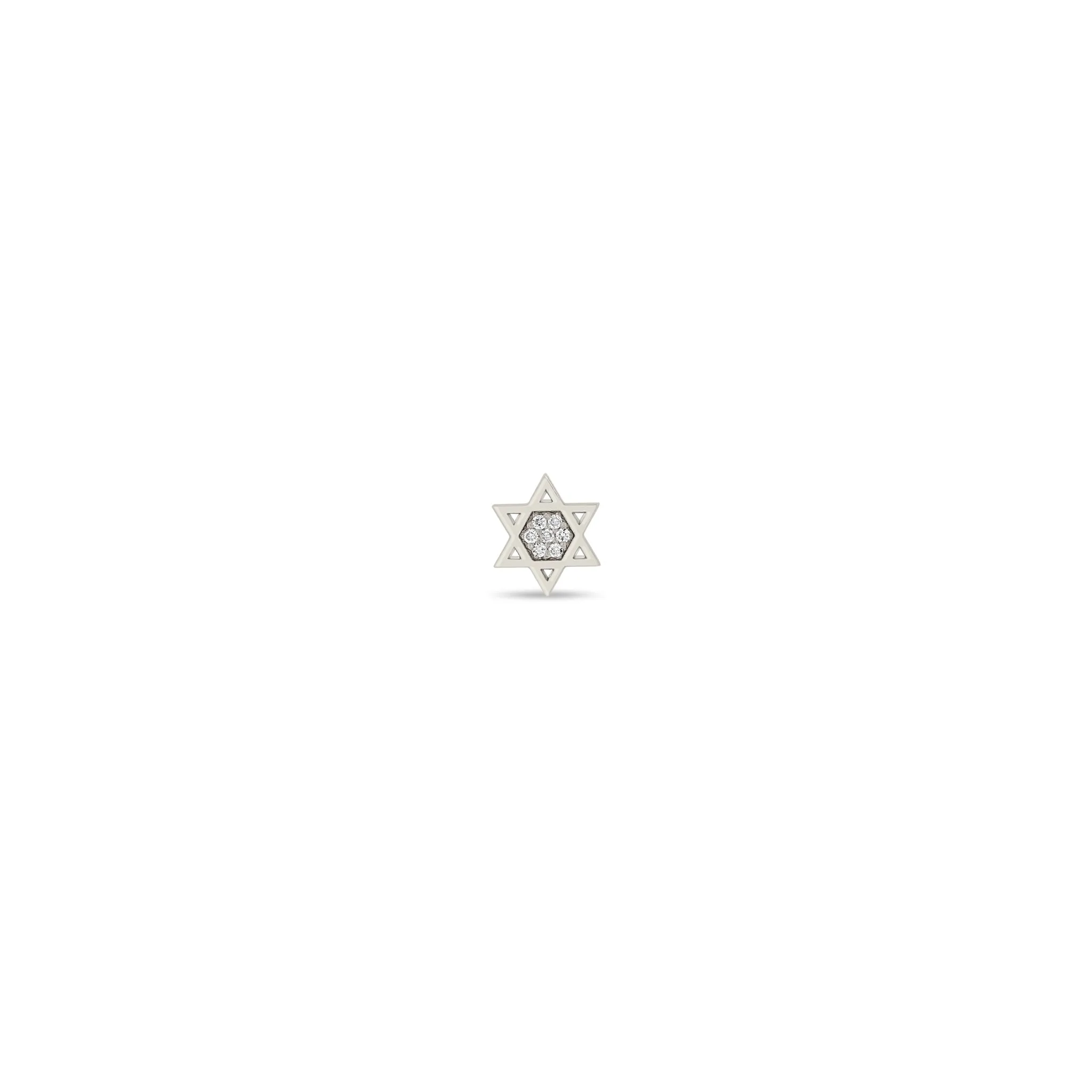 14k Midi Bitty Pavé Diamond Star of David Stud