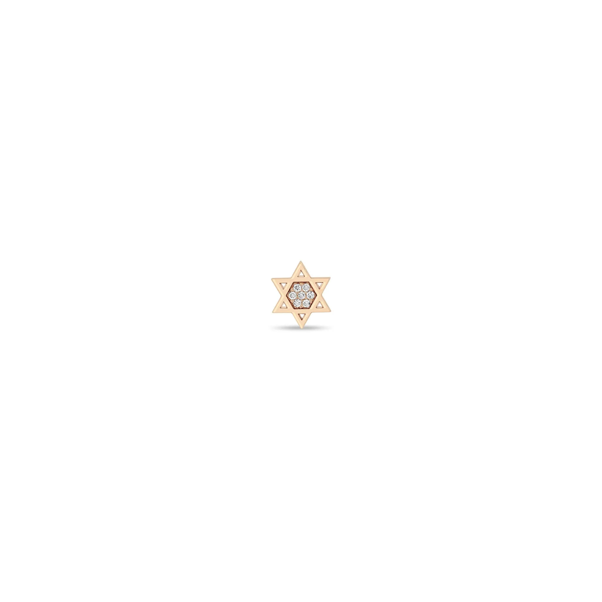 14k Midi Bitty Pavé Diamond Star of David Stud