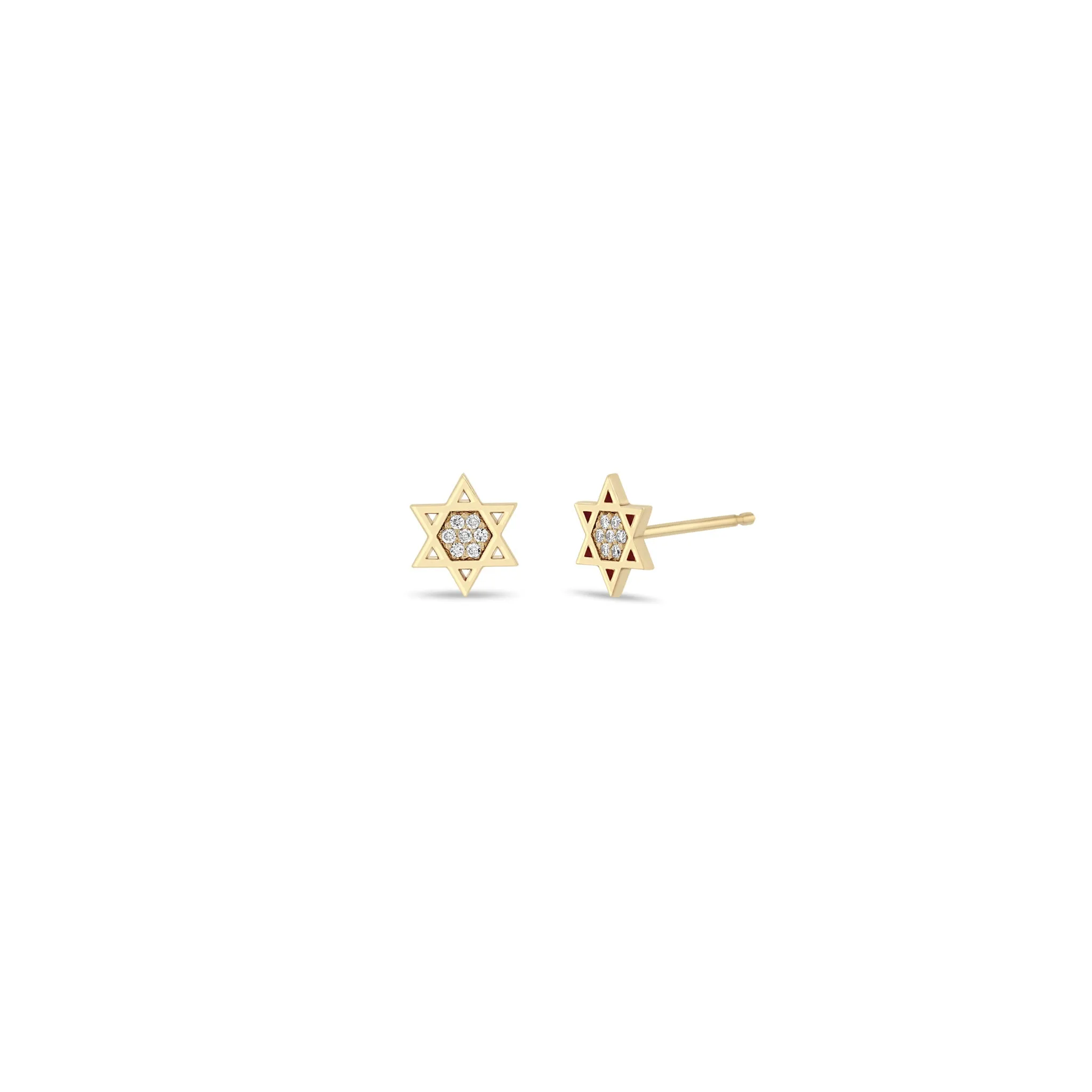 14k Midi Bitty Pavé Diamond Star of David Stud