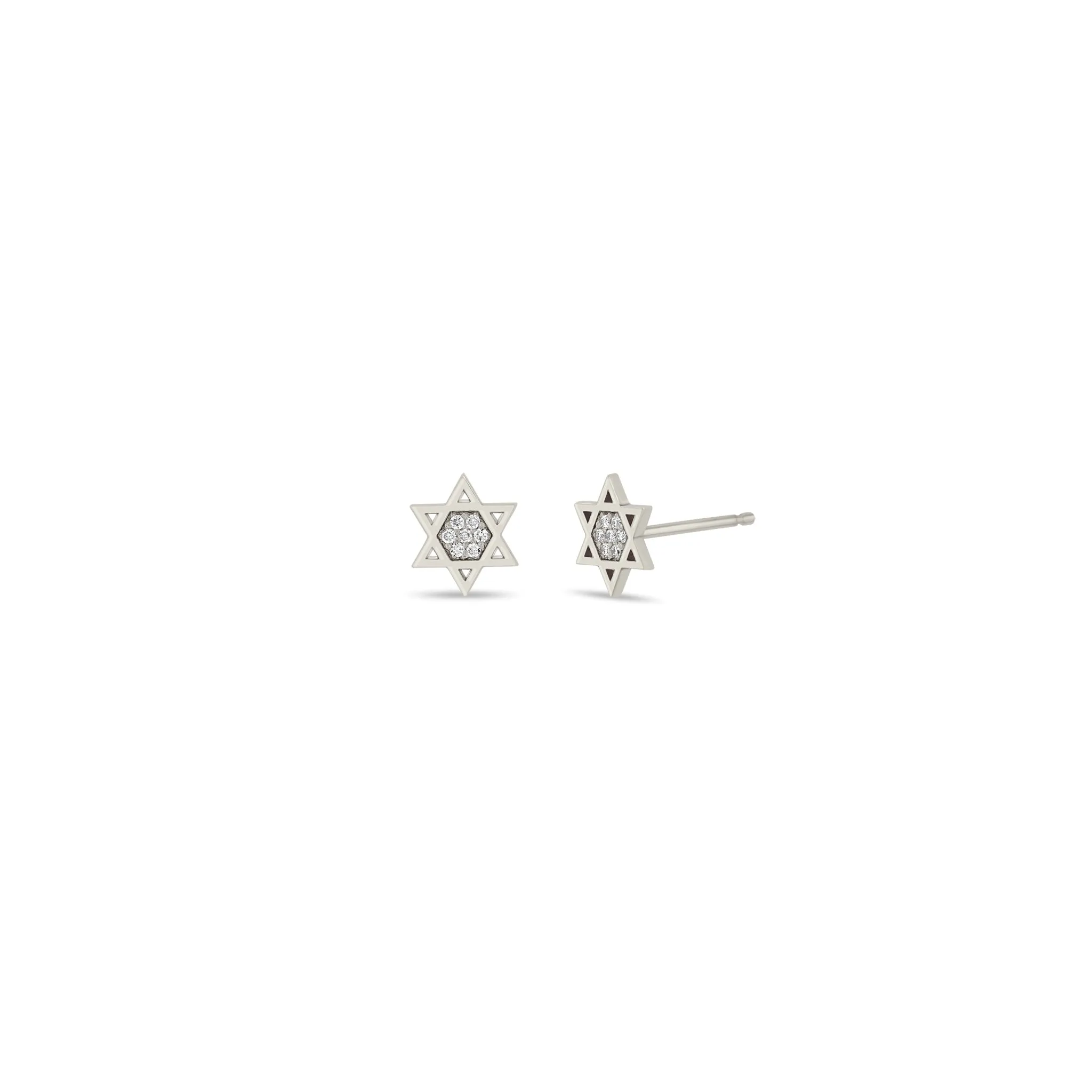 14k Midi Bitty Pavé Diamond Star of David Stud