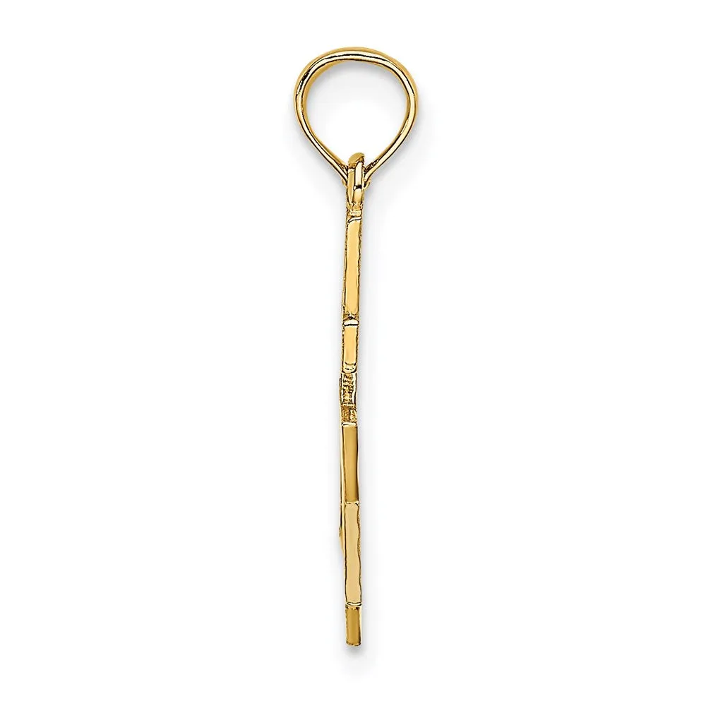 14K Polished / Engraved Star Of David and Cross Charm