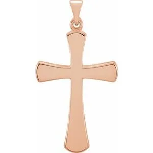 14K Rose 19.3x11.4 mm Cross Pendant